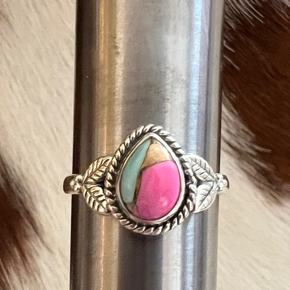 ❤️ Cotton Candy Dahlia Kingman Turquoise Sterling 925 Southwestern Ring Sz 6.5 - Picture 7 of 14